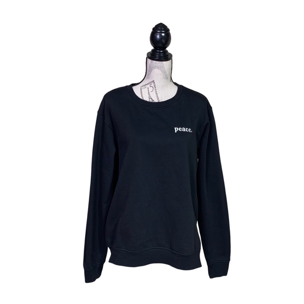 Peace Collective M Black Peace Embroidery Crew Neck‎ Sweatshirt
